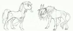  american_bison bison bovid bovine braeburn_(mlp) conditional_dnp duo earth_pony earthsong9405 equid equine feathers female feral flower friendship_is_magic hasbro horn horse little_strongheart_(mlp) male mammal my_little_pony plant pony scar 