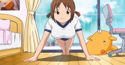  animated animated bounce bouncing_breasts breasts brown_hair exercise female hinako_(issho_ni_training) issho_ni_training jiggle large_breasts push_up strap_slip tank_top teenage training_with_hinako 