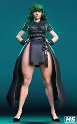  1girls 3d alternate_version_available cosplay female female_only fully_clothed green_hair hagiwara_studio kiriko_(overwatch) one-punch_man overwatch solo tagme tatsumaki tatsumaki_(cosplay) terrible_tornado_kiriko thick_thighs wide_hips 