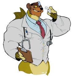  bear bodily_fluids brown_body brown_fur doctor fish fur male mammal marine medical_instrument nickelodeon papyuuno pen scientific_instrument sea_bear_(spongebob) smile spongebob_squarepants stethoscope sweat the_patrick_star_show 