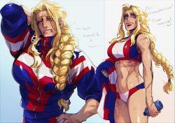  1girls abs all_might bikini bikini_bottom bikini_top blackberrehart blonde_female blonde_hair blonde_hair blonde_hair_female blue_eyes braid braided_hair braided_ponytail clothed clothed_female female genderswap_(mtf) hero_outfit_(mha) long_hair muscle muscles muscular muscular_female my_hero_academia older older_female rule_63 rule_63 rule_63 swimsuit toshinori_yagi 