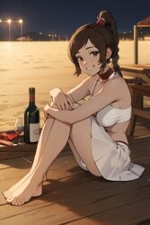  1girls ai_generated avatar_legends avatar_the_last_airbender beach cute cute_expression date female female_only human pov safe_for_work sitting solo ty_lee 