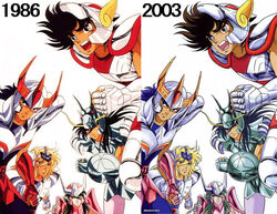  80s andromeda_shun araki_shingo armor comparison cygnus_hyoga cygnus_hyouga dragon_shiryuu kurumada_masami old_vs_new oldschool pegasus_seiya phoenix_ikki recolored saint_seiya 