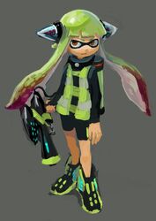  agent_3_(splatoon) animal_humanoid cephalopod cephalopod_humanoid clothing electronics female ga6785 green_hair hair headphones hero_shot hi_res humanoid inkling marine marine_humanoid mask mollusk mollusk_humanoid nintendo pseudo_hair solo splatoon splattershot suction_cup tentacle tentacle_hair toy toy_gun water_gun weapon 