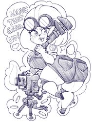  absurd_res animal_crossing anthro armor big_breasts breasts bullet canid canine canis clothed clothing domestic_dog engineer_(team_fortress_2) eyewear female fully_clothed goggles hard_hat headgear helmet hi_res isabelle_(animal_crossing) looking_at_viewer machine mammal nintendo overalls pinup pkfirefawx pose robot sentry_gun_(team_fortress_2) solo team_fortress_2 thick_thighs three-quarter_view tools turret valve wrench 