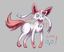  2016 3_toes arrow_sign black_nose blue_eyes bow_(anatomy) cheek_tuft chest_tuft eeveelution english_text exclamation_point facial_tuft feet feral fluffy fluffy_tail fur furrowed_brow generation_6_pokemon grey_background john_(shadnoir) male mammal model_sheet multicolored_body multicolored_fur nintendo paws pink_body pink_bow pink_fur pink_tail pokemon pokemon_(species) pupils quadruped red_inner_ear ribbons_(anatomy) shadnoir simple_background slit_pupils solo standing sylveon tail text toes tuft two_tone_body two_tone_fur white_body white_fur 