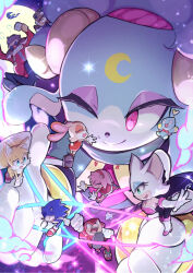  2others 4boys 5girls amy_rose animal_ears ariem_(sonic) bat_ears bat_girl bat_wings blue_eyeshadow boots breasts cameo chao_(sonic) chasing cheese_(sonic) chibi cleavage commentary_request company_connection cream_the_rabbit crossover dr._eggman dress eyeshadow facial_hair flying fox_boy fox_ears fox_tail furry furry_female furry_male hedgehog_boy hedgehog_ears hedgehog_girl hedgehog_tail highres horns hug knuckles_the_echidna makeup mini_person miniboy minigirl moon moustache multiple_boys multiple_girls multiple_others myuutau_tadakichi neutral_chao nights_(character) nights_into_dreams open_mouth outdoors rabbit_ears rabbit_girl rabbit_tail red_dress reptile_girl rouge_the_bat running sega sheep_ears sheep_girl sheep_horns size_difference sonic_(series) sonic_dream_team sonic_superstars sonic_the_hedgehog tail tails_(sonic) trip_the_sungazer wings 