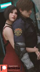  1boy 1girls 3d ada_wong ada_wong_(adriana) alternate_version_available blender blender_(software) capcom female fully_clothed leon_scott_kennedy leon_scott_kennedy_(eduard_badaluta) male patreon resident_evil resident_evil_2 resident_evil_2_remake vendettagirls 