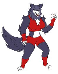  3_toes 5_fingers angry anthro arm_tuft athletic athletic_anthro athletic_female big_breasts big_tail black_eyes breasts canid canine canis chest_tuft circle_eyebrows claws digitigrade elbow_tuft eyebrows eyelashes feet female fingers flat_colors fluffy fluffy_tail frown fur grey_body grey_fur grey_mane hi_res hiruton long_eyelashes long_tail mammal mane mordida_(hiruton) multicolored_body multicolored_fur muscular muscular_anthro muscular_female mythological_canine mythological_creature mythology neck_tuft scowl sharp_teeth shoulder_tuft simple_background snout solo solo_focus tagme tail teeth thick_thighs toes tuft were werecanid werecanine werewolf white_background white_eyebrows white_feet white_hands white_nose wide_hips wolf 