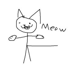  :3 ambiguous_gender anthro digital_media_(artwork) domestic_cat dot_eyes ears_up english_text felid feline felis humanoid mammal microsoft_paint_(artwork) nude open_mouth paws prick_ears simple_background smile solo stick_figure straight_tail tail teeth_showing text tongue white_background 