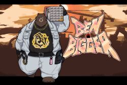  anthro barefoot bear belly ben_bigger bottomwear brown_body brown_fur clothing facial_scar feet fur hi_res jacket jewelry male mammal mihoyo missing_eye musclegut muscular necklace pants scar solo starbuchi topwear white_bottomwear white_clothing white_jacket white_pants white_topwear zenless_zone_zero 