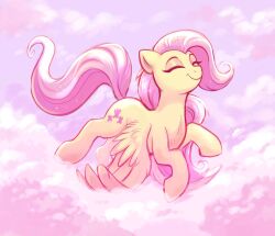  closed_eyes cloud confetticakez cutie_mark equid equine fluttershy_(mlp) flying friendship_is_magic hair hasbro hi_res mammal my_little_pony mythological_creature mythological_equine mythology pegasus pink_cloud pink_clouds pink_hair pink_tail pink_theme smile solo tail wings yellow_body 