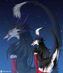  anthro ass black_body black_fur capricorn92 christmas female fur hi_res holidays kanevex markings multicolored_body multicolored_fur presenting presenting_hindquarters purple_markings raised_tail sergal snow snowing solo tail tongue tongue_out two_tone_body two_tone_fur white_body white_fur 