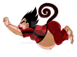  1boy barefoot big_belly black_hair cowcat44 dragon_ball dragon_ball_z huge_belly male_only male_pregnancy mpreg pajamas pregnancy pregnant saiyan saiyan_tail solo solo_male spiky_hair stretching tail vegeta yawn yawning 