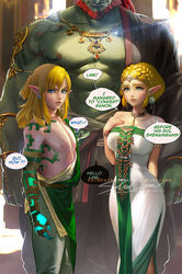  blonde_hair breath_of_the_wild female ganondorf humanoid hylian link link_(breath_of_the_wild) link_(tears_of_the_kingdom) male pale_skin pointy_ears princess_zelda sakimichan size_difference tears_of_the_kingdom the_legend_of_zelda zelda_(breath_of_the_wild) zelda_(tears_of_the_kingdom) zonai_outfit 