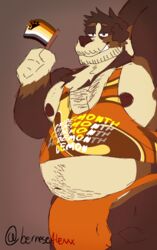  bear_pride_colors belly bernesealexxx biceps body_hair bulge chest_hair clothing digital_media_(artwork) genitals hairy hi_res lgbt_history_month lgbt_pride male_only musclegut muscular obese overweight pecs pride_colors pubes underwear 