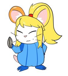  alternate_species blonde_hair blue_clothing blue_skinsuit clothing cricetid female feral fur hair hamster hamus mammal metroid nintendo ponytail rodent samus_aran skinsuit solo sunflower_seed tail tight_clothing whiskers white_body white_fur zicofool 