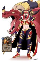  alexstrasza armlet armor black_lips brooch cape card crown dragon dragon_horns female full_body fur-trimmed_cape fur_trim gegegekman glowing glowing_eyes greaves hand_up hearthstone highres holding holding_card horn_ornament horns jewelry long_eyebrows medium_bangs midriff multiple_forms navel nostrils open_mouth orange_eyes pants photo_inset red_hair red_scales scales sharp_teeth shoulder_armor signature stomach strapless teeth trading_card vambraces warcraft western_dragon white_background world_of_warcraft 