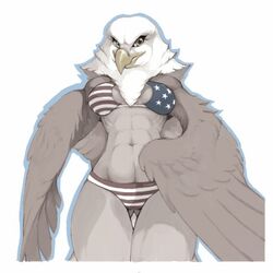  1:1 2_frame_animation accipitrid accipitriform american_eagle animated avian bald_eagle bikini bird brown_body brown_feathers clothing eagle feathered_wings feathers female foxmode gesture hair hand_gesture looking_at_viewer meme murica patriotic_clothing patriotism pointing pointing_at_viewer politics running running_towards_viewer sea_eagle shitpost short_playtime smile smiling_at_viewer solo swimwear united_states_of_america white_hair white_head wings 