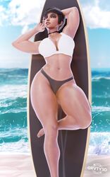  1girls 3d abs beach big_breasts bikini black_hair blender_(software) blizzard_entertainment breasts curvy curvy_body curvy_female curvy_figure dark-skinned_female dark_skin egyptian egyptian_female female female_only fully_clothed grvty3d long_hair muscular muscular_female overwatch pharah shiny_skin short_hair solo solo_female solo_focus sunny sunrays sweat sweatdrop swimsuit tan tan_body tan_skin tattoo thick thick_legs thick_thighs voluptuous 