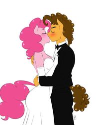  2016 anthro anthrofied armwear black_tie_(suit) blush canon_couple cheese_sandwich_(mlp) closed_eyes clothing digital_media_(artwork) dress duo elbow_gloves equid equine female friendship_is_magic gloves handwear hasbro horse kiss_on_lips kissing male mammal my_little_pony orange_body pia-sama pink_body pinkie_pie_(mlp) pony suit wedding wedding_dress 