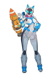  absurdres animal_ears armor blue_eyes boots breasts cat_ears catball1994 commentary_request female full_armor gauntlets gloves glowing glowing_eyes hand_on_own_hip helmet highres jetpack kamen_rider kamen_rider_fourze_(series) kamen_rider_nadeshiko looking_at_viewer medium_breasts neon_lights pose power_armor rocket science_fiction shoulder_armor shoulder_pads simple_background solo thick_thighs thighs tokusatsu weapon white_armor white_background wide_hips 