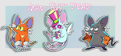  anthro blush blush_stickers digitigrade female fur grey_body grey_fur group heart_(mad_rat_dead) hi_res mad_rat_(mad_rat_dead) mad_rat_dead male mammal murid murine nippon_ichi_software rat rat_god_(mad_rat_dead) red_body red_fur rodent takono text white_body white_fur yellow_eyes 