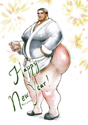  bara bara_tiddies bara_tits big_ass big_butt big_chest cleavage dilf fireworks huge_ass huge_butt huge_chest luchadork male_only moustache new_year robe slippers solo_male voluptuous_dilf 