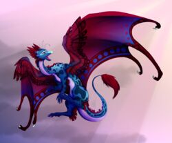  2017 ambiguous_gender blue_body blue_fur claws digital_media_(artwork) dragon feral flight_rising fur furred_dragon furred_scalie green_eyes membrane_(anatomy) membranous_wings mythological_creature mythological_scalie mythology open_mouth scalie shufie simple_background skydancer_dragon solo tail tail_tuft tongue tuft wings 