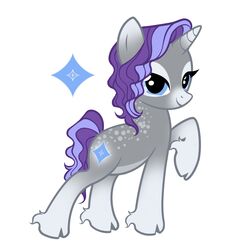  1:1 ambiguous_gender ankle_tuft blue_eyes cloven_hooves cutie_mark dreamscreep equid equine eye_markings facial_markings female_(lore) feral friendship_is_magic fur grey_body grey_fur grey_markings hair hasbro head_markings hi_res highlights_(coloring) hooves horn horse leg_markings leg_tuft lidded_eyes mammal markings muzzle_(marking) my_little_pony mythological_creature mythological_equine mythology on_model pony purple_hair purple_tail quadruped rarity_(mlp) snout snout_markings socks_(marking) solo spots spotted_body spotted_fur tail tuft unicorn unicorn_horn wavy_hair wavy_tail white_markings 