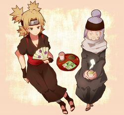  2girls chiyo chiyo_(naruto) fan multiple_girls naruto naruto_shippuuden temari toes yokige 