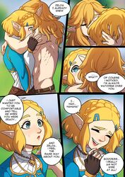  blonde_hair breath_of_the_wild comic english_text kinkymation laugh link link_(breath_of_the_wild) nintendo princess_zelda shirtless shirtless_male speech_bubble tears_of_the_kingdom text the_legend_of_zelda topless topless_male wholesome zelda_(tears_of_the_kingdom) 