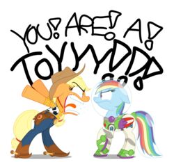  alpha_channel angry applejack_(mlp) buzz_lightyear clothing cowboy_hat disney english_text equid equine female friendship_is_magic hasbro hat headgear headwear horse mammal my_little_pony mythological_creature mythological_equine mythology pegasus pixar pony rainbow_dash_(mlp) sheriff_woody_pride text toy_story wings yelling zutheskunk 