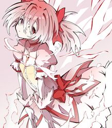  absurdres bad_id bad_twitter_id bow bubble_skirt dress energy female frilled_dress frills gloves hair_ribbon highres kaname_madoka kaname_madoka_(magical_girl) kekel looking_at_viewer magical_girl mahou_shoujo_madoka_magica mahou_shoujo_madoka_magica_(anime) pink_background pink_dress pink_eyes pink_hair puffy_sleeves red_bow ribbon short_twintails skirt solo soul_gem twintails white_gloves 