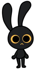  :&lt; alpha_channel ambiguous_gender anthro black_body gooblie_2 lagomorph leporid low_res mammal monochrome rabbit silly simple_background solo toony transparent_background yellow_and_black yellow_sclera 