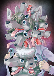  7_eyes 9_heads 9_mouths animal_humanoid anthro belly_mouth blue_eyes bodily_fluids body_horror canid canid_demon canid_humanoid canine canine_humanoid canis cerberus chest_tuft clothed clothing demon dog_humanoid domestic_dog edmol european_mythology forced forced_transformation greek_mythology hair hellhound human_to_anthro humanoid jacket male mammal mammal_humanoid monster multi_ear multi_eye multi_face multi_head multi_mouth multi_snout multifur mutation mythological_canine mythological_creature mythology nightmare_fuel open_clothing open_jacket open_mouth open_shirt open_topwear scared shirt shocked snout solo species_transformation surprise sweat sweatdrop teeth tongue tongue_out topwear transformation tuft unbuttoned what what_has_science_done wide_eyed wolf wolf_humanoid worried 