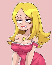  1girls american_dad blonde_hair breasts cherrypix cleavage dresss female female_only francine_smith large_breasts pink_dress pixcherry solo upper_body 