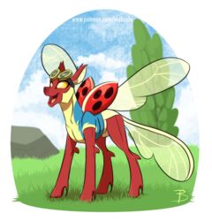  alpha_channel arthropod changeling clothing coccinella_(oc) detailed_background eyewear fan_character female friendship_is_magic goggles hasbro hi_res insect_wings inuhoshi-to-darkpen my_little_pony open_mouth outside reformed_changeling skinsuit solo tight_clothing wings 