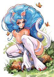  ambient_arthropod ambient_butterfly ambient_flier ambient_insect animal_humanoid arthropod big_breasts big_hair blue_hair breasts butterfly capcom cat_humanoid claws crouching darkstalkers detailed_ambient_creature digital_media_(artwork) fangs felicia_(darkstalkers) felid felid_humanoid feline feline_humanoid female female_humanoid fur group hair hi_res humanoid insects lepidopteran light_body light_skin looking_at_viewer mammal mammal_humanoid outside paws reiq solo_focus teeth white_body white_fur 