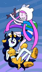  adventure_time belly_button black_hair discount-supervillain dog_costume grey_skin hair long_hair marceline marceline_abadeer midriff navel paws pink_skin pose posing princess_bubblegum shirt smile sword very_long_hair 