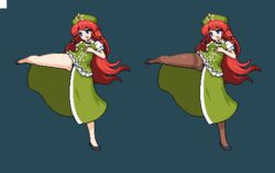  :o beret black_legwear blue_eyes braid chinese_clothes commentary_request female full_body hat hat_ornament hong_meiling kicking leg_up long_hair looking_to_the_side lowres multiple_views namako_daibakuhatsu open_mouth pantyhose pixel_art red_hair short_sleeves simple_background skirt standing standing_on_one_leg star_(symbol) star_hat_ornament thick_thighs thighband_pantyhose thighs touhou twin_braids variations very_long_hair 