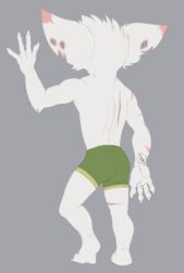  2019 4_fingers anthro arm_scar arm_tuft back_scar barefoot bast_(wolvace) big_ears big_head briefs briefs_only bristol claws clothed clothing colored digital_drawing_(artwork) digital_media_(artwork) ear_scar ear_tuft earhole elbow_tuft fan_character feet fingers flat_colors full-length_portrait fur gesture green_briefs green_clothing green_underwear grey_background head_tuft humanoid_hands league_of_legends leg_scar male male_anthro mammal plantigrade portrait raised_hand rear_view riot_games scar short_anthro short_male simple_background solo standing tencent topless topless_anthro topless_male tuft underwear underwear_only waving white_arms white_back white_body white_claws white_ears white_feet white_fingers white_fur white_hands white_legs white_toes yordle 