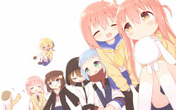  &gt;_&lt; +++ 1boy 6+girls :d ^_^ ahoge animal_ears animal_hat ayanepuna beret between_legs black_footwear black_headwear black_legwear black_robe blonde_hair blue_hair blue_sailor_collar blue_skirt blush brown_eyes brown_headwear brown_scarf closed_eyes closed_mouth collared_shirt commentary_request dated dress_shirt fake_animal_ears fringe_trim green_eyes hair_between_eyes hair_ornament hairclip hand_between_legs hat highres holding holding_stuffed_toy hood hood_down hooded_jacket ii_(ayanepuna) jacket kneehighs knees_up kuu_(ayanepuna) layered_sleeves loafers long_sleeves mei_(ayanepuna) multiple_girls nono_(ayanepuna) open_clothes open_jacket original pantyhose pink_hair pleated_skirt robe sailor_collar scarf school_uniform serafuku shio_(ayanepuna) shirt shoes short_over_long_sleeves short_sleeves simple_background sitting skirt sleeves_past_wrists smile socks standing stuffed_animal stuffed_rabbit stuffed_toy two_side_up wavy_mouth white_background white_hair white_jacket white_legwear white_sailor_collar white_shirt yellow_jacket yune_(ayanepuna) 