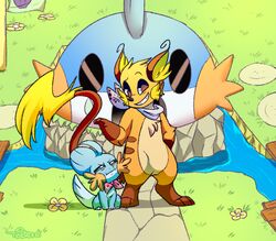  annoyed anthro bandana bandanna_only building clothing comparing duo eye_contact feral flag flagpole generation_1_pokemon generation_3_pokemon house kerchief kerchief_only looking_at_another mostly_nude mudkip nintendo pikaru_(teeterglance) pokemon pokemon_(species) pokemon_mystery_dungeon raichu rain_(teeterglance) size_difference smile smirk smug spike_chunsoft teeterglance 