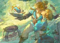  1boy 1girls big_breasts blonde_hair breasts breath_of_the_wild busty characterful clothing curvaceous curvy cutesexyrobutts humanoid hylian kissing link link_(breath_of_the_wild) pale_skin pointy_ears princess_zelda sfw surprised_expression tears_of_the_kingdom the_legend_of_zelda thighs wholesome zelda_(breath_of_the_wild) zelda_(tears_of_the_kingdom) 