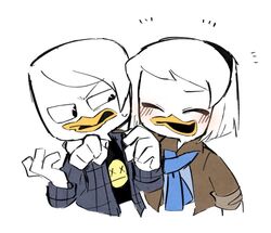  2020 4_fingers adolescent anatid anseriform anthro avian bamboo_(artist) beak biped bird blush brother_(lore) brother_and_sister_(lore) closed_eyes clothed clothing della_duck disney donald_duck duck ducktales ducktales_(2017) duo female fingers male sibling_(lore) simple_background sister_(lore) white_background yellow_beak young 