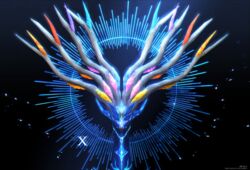  antlers artist_name body_markings closed_eyes commentary eyelashes glowing_markings highres horns iogi_(iogi_k) no_humans pokemon pokemon_(creature) xerneas 