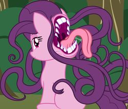  2019 asian_mythology badumsquish bodily_fluids body_horror cursed_image east_asian_mythology equid equine fangs female friendship_is_magic futakuchi-onna hair hasbro hi_res horse japanese_mythology long_hair mammal my_little_pony mythology pony prehensile_hair saliva sharp_teeth solo sugar_belle_(mlp) teeth what_has_magic_done yokai 