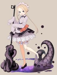  :d abigail_williams_(fate) abigail_williams_(festival_outfit)_(fate) bad_id bad_pixiv_id bell_(oppore_coppore) black_dress black_footwear blonde_hair bloomers blue_eyes blush braid brown_background butterfly_hair_ornament commentary_request dress eighth_note fate/grand_order fate_(series) female forehead full_body hair_ornament heart high_heels highres holding keyhole long_hair long_sleeves musical_note official_alternate_costume open_mouth parted_bangs shirt shoes sidelocks sleeveless sleeveless_dress sleeves_past_fingers sleeves_past_wrists smile solo standing standing_on_one_leg stuffed_animal stuffed_toy teddy_bear tentacle underwear v-shaped_eyebrows very_long_hair white_bloomers white_shirt 