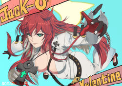  ankh_necklace ass ball_and_chain_restraint bell-bottoms belt black_gloves blunt_ends bodysuit breasts broken_halo cleavage colored_inner_hair female front_slit gloves green_eyes guilty_gear guilty_gear_strive halo high_heels jack-o&#039;_valentine kaname_aomame large_breasts long_hair multicolored_hair pants red_gloves red_hair skull_belt solo spiked_halo studded_belt too_many too_many_belts two-tone_gloves white_bodysuit white_hair 